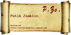 Petik Zsaklin névjegykártya